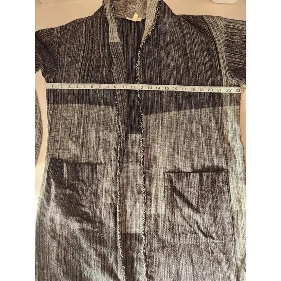 Eileen Fisher Organic Cotton Hazy Blocks Jacket Cardigan Gray Size S/M. - Picture 5 of 6